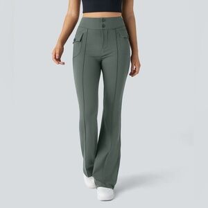 NWT HALARA High-waisted side flap pocket flared casual cargo pants